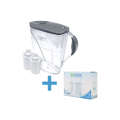 Biocera Antioxidant Alkaline Jug + 3 Cartridge Filter Set 1.5 litres